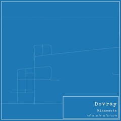 Blueprint US city map of Dovray, Minnesota.