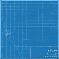 Blueprint US city map of Alpha, Minnesota.