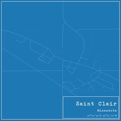 Blueprint US city map of Saint Clair, Minnesota.