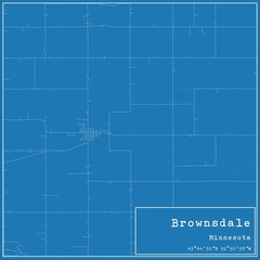Blueprint US city map of Brownsdale, Minnesota.