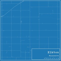 Blueprint US city map of Elkton, Minnesota.
