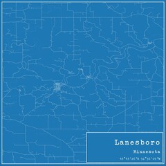 Blueprint US city map of Lanesboro, Minnesota.