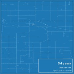 Blueprint US city map of Odessa, Minnesota.