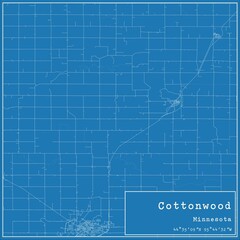 Blueprint US city map of Cottonwood, Minnesota.