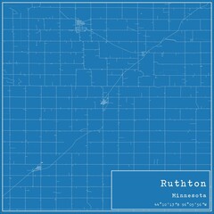 Blueprint US city map of Ruthton, Minnesota.