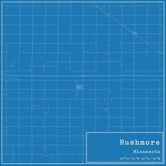 Blueprint US city map of Rushmore, Minnesota.