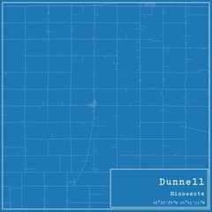 Blueprint US city map of Dunnell, Minnesota.