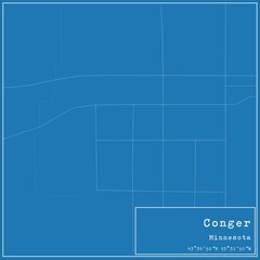 Blueprint US city map of Conger, Minnesota.