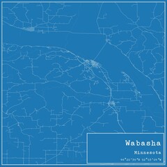Blueprint US city map of Wabasha, Minnesota.