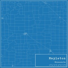 Blueprint US city map of Mapleton, Minnesota.