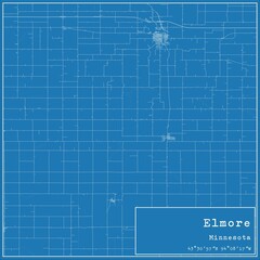 Blueprint US city map of Elmore, Minnesota.