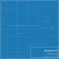 Blueprint US city map of Hayward, Minnesota.