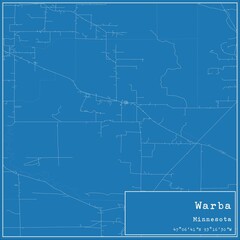 Blueprint US city map of Warba, Minnesota.