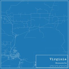 Blueprint US city map of Virginia, Minnesota.