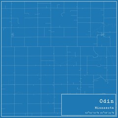 Blueprint US city map of Odin, Minnesota.