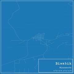 Fototapeta premium Blueprint US city map of Biwabik, Minnesota.