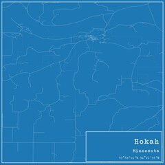 Obraz premium Blueprint US city map of Hokah, Minnesota.
