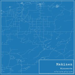 Blueprint US city map of Makinen, Minnesota.