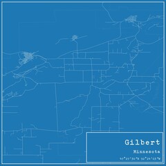 Fototapeta premium Blueprint US city map of Gilbert, Minnesota.