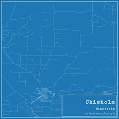 Blueprint US city map of Chisholm, Minnesota.
