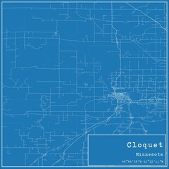 Blueprint US city map of Cloquet, Minnesota.