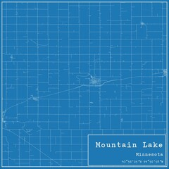 Blueprint US city map of Mountain Lake, Minnesota. - obrazy, fototapety, plakaty