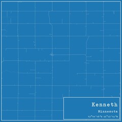 Blueprint US city map of Kenneth, Minnesota.
