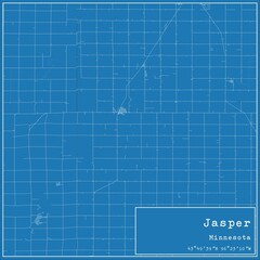 Blueprint US city map of Jasper, Minnesota.