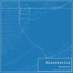 Fototapeta premium Blueprint US city map of Minneapolis, Minnesota.