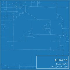 Blueprint US city map of Alborn, Minnesota.