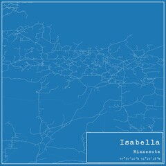 Blueprint US city map of Isabella, Minnesota.