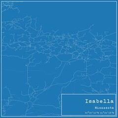 Blueprint US city map of Isabella, Minnesota.