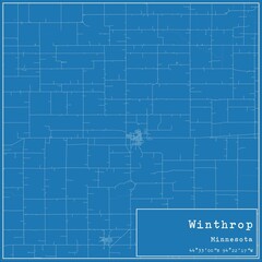 Blueprint US city map of Winthrop, Minnesota.