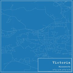 Blueprint US city map of Victoria, Minnesota.