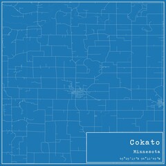 Blueprint US city map of Cokato, Minnesota.