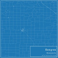 Blueprint US city map of Kenyon, Minnesota.