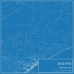 Blueprint US city map of Duluth, Minnesota.