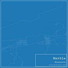 Blueprint US city map of Marble, Minnesota.