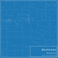 Blueprint US city map of Montrose, Minnesota.
