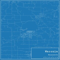 Blueprint US city map of Waconia, Minnesota.