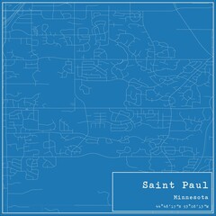 Blueprint US city map of Saint Paul, Minnesota.
