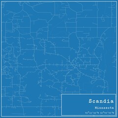 Blueprint US city map of Scandia, Minnesota.