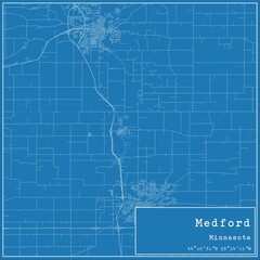 Blueprint US city map of Medford, Minnesota.