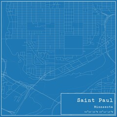 Blueprint US city map of Saint Paul, Minnesota.