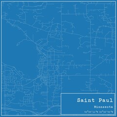 Blueprint US city map of Saint Paul, Minnesota.