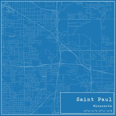 Blueprint US city map of Saint Paul, Minnesota.