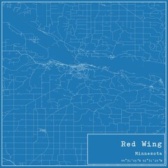 Blueprint US city map of Red Wing, Minnesota.