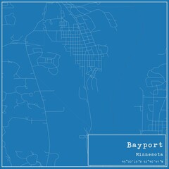 Blueprint US city map of Bayport, Minnesota.