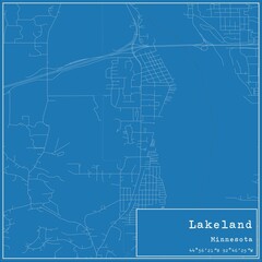 Blueprint US city map of Lakeland, Minnesota.