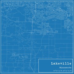 Blueprint US city map of Lakeville, Minnesota.